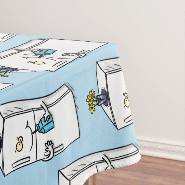 Funny refrigerator cartoon illustration tablecloth (In Situ)