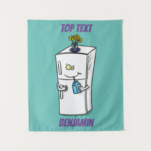 Funny refrigerator cartoon illustration  tapestry