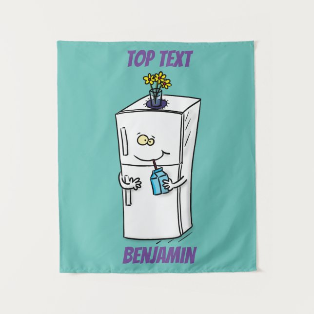 Funny refrigerator cartoon illustration  tapestry (Front)