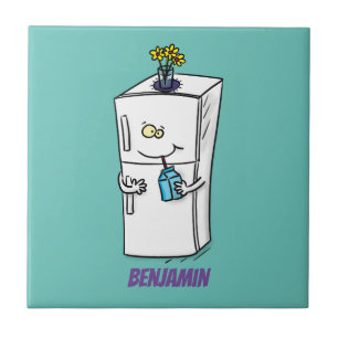 Funny refrigerator cartoon illustration tile