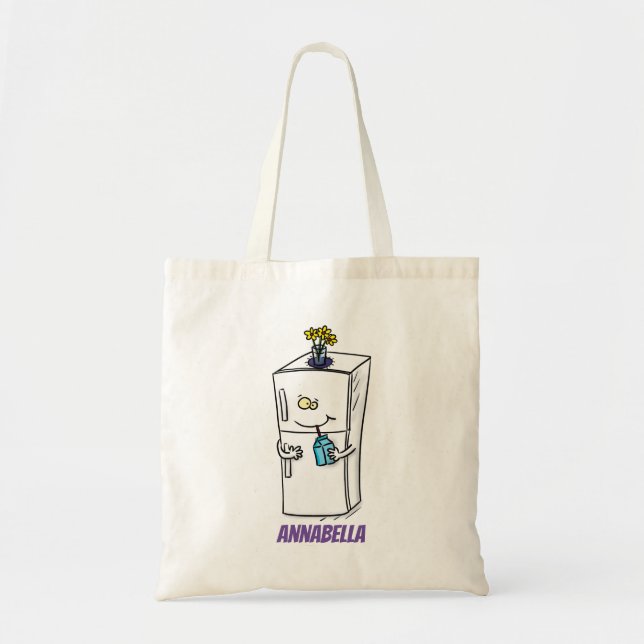 Funny refrigerator cartoon illustration tote bag (Front)