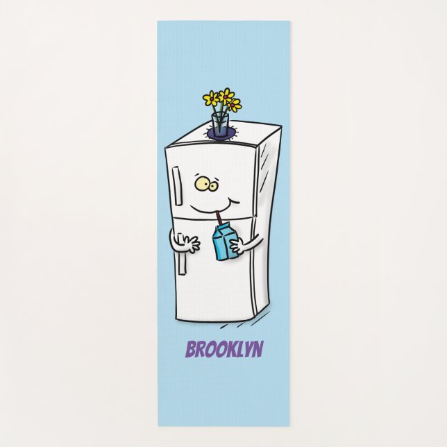 Funny refrigerator cartoon illustration yoga mat (Front)