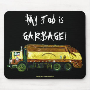 Funny Refuse Waste Disposal Garbage Truck Mouse Mat