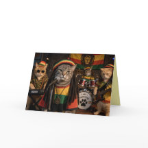 Funny Reggae Cat Greeting Card