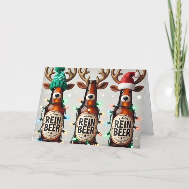 Funny Rein Beer Holiday Card (Front)