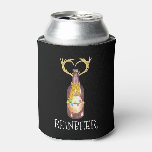 Funny Reinbeer Beer Lover Christmas Can Cooler (Can Front)