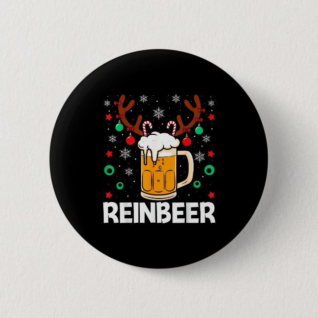 Funny Reinbeer Winedeer Beer Wine Matching Couples 6 Cm Round Badge (Front)