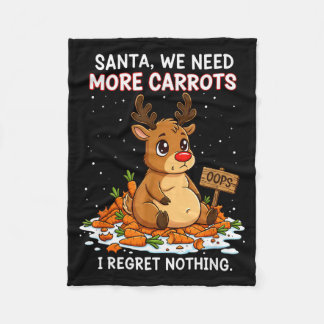 Funny Reindeer Carrot Hoarder Christmas Design  Fleece Blanket