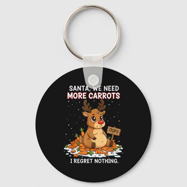Funny Reindeer Carrot Hoarder Christmas Design  Key Ring (Front)