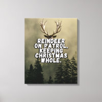 Funny Reindeer Christmas Canvas Wall Art