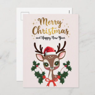 Funny Reindeer Christmas Greeting Cards, 2025 Holiday Postcard