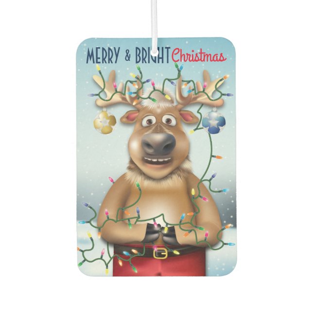 Funny Reindeer Christmas Holdiay Car Air Freshener (Front)