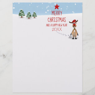Funny Reindeer Christmas New Year Tree Stationery