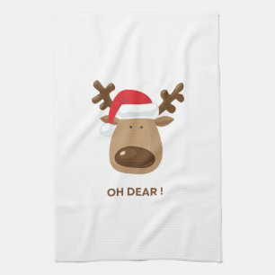 Funny Reindeer Christmas Pun Holiday Gift Tea Towel