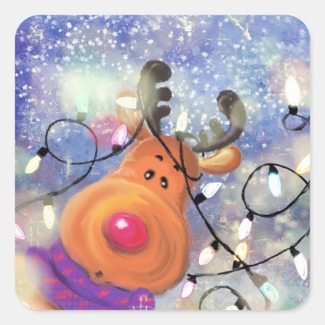 Funny Reindeer Christmas Sticker (Front)