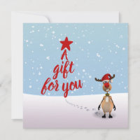 Funny Reindeer Christmas Tree Gift Card