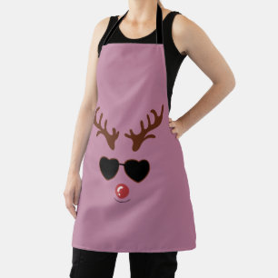 Funny Reindeer Christmas Winter Family Cute Deer Apron