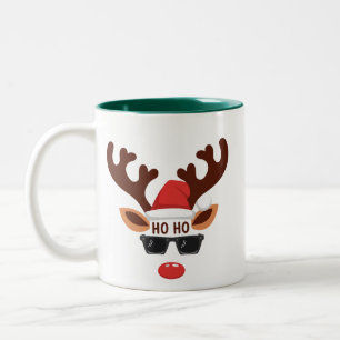 Funny Reindeer Christmas Winter Family Cute Deer Two-Tone Coffee Mug