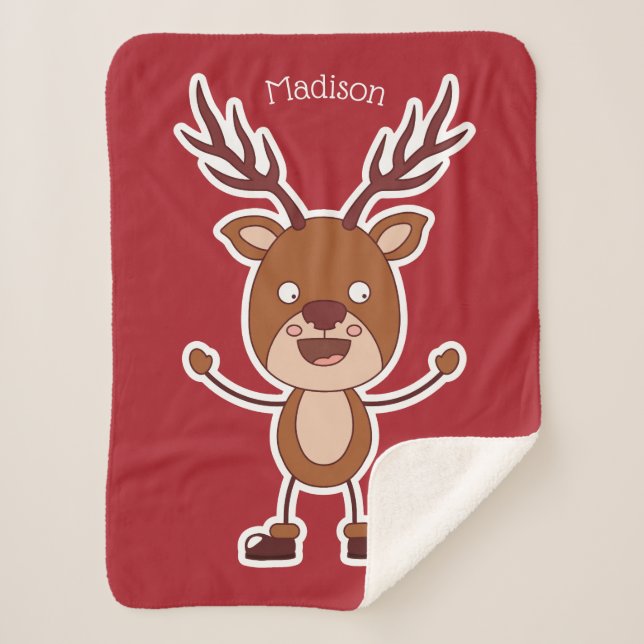 Funny Reindeer custom name blanket (Front)
