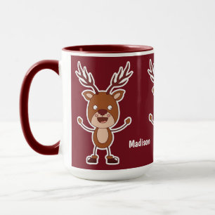 Funny Reindeer custom name mugs