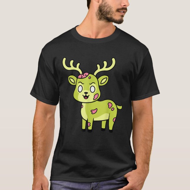 Funny Reindeer Deer Zombie Halloween Cute Animal G T-Shirt (Front)