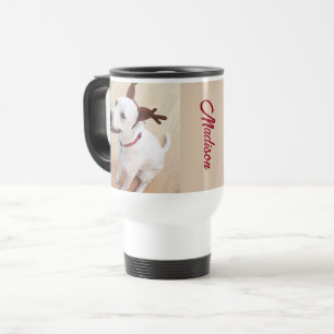 Funny Reindeer Dog Custom Name Christmas Travel Mug