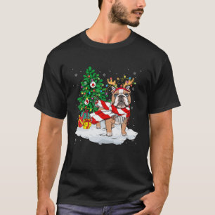 Funny Reindeer English Bulldog Dog Christmas Xmas T-Shirt