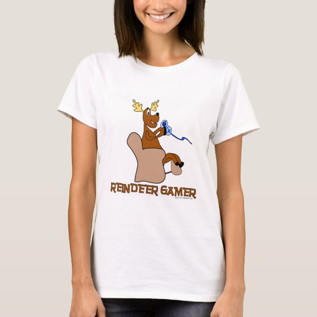 Funny Reindeer Gamer T-Shirt (Front)