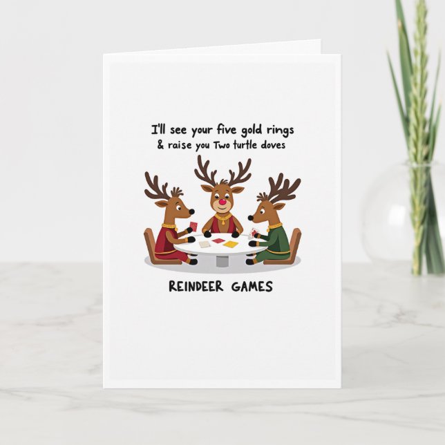 Funny Reindeer Games Christmas Card (Front)