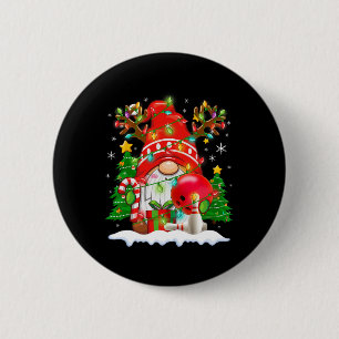 Funny Reindeer Gnome And Bowling Ll Christmas Ligh 6 Cm Round Badge