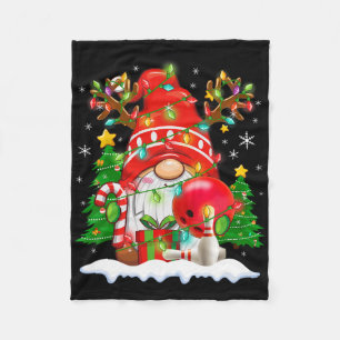 Funny Reindeer Gnome And Bowling Ll Christmas Ligh Fleece Blanket
