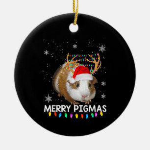 Funny Reindeer Guinea Pig Christmas Ceramic Tree Decoration