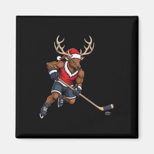 Funny Reindeer Hockey Player Christmas Men Women K Magnet