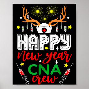 Funny Reindeer Horn Nurse Christmas Happy New Year Poster