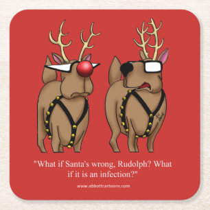 Funny Reindeer Humour Cartoon Holiday Coaster Gift