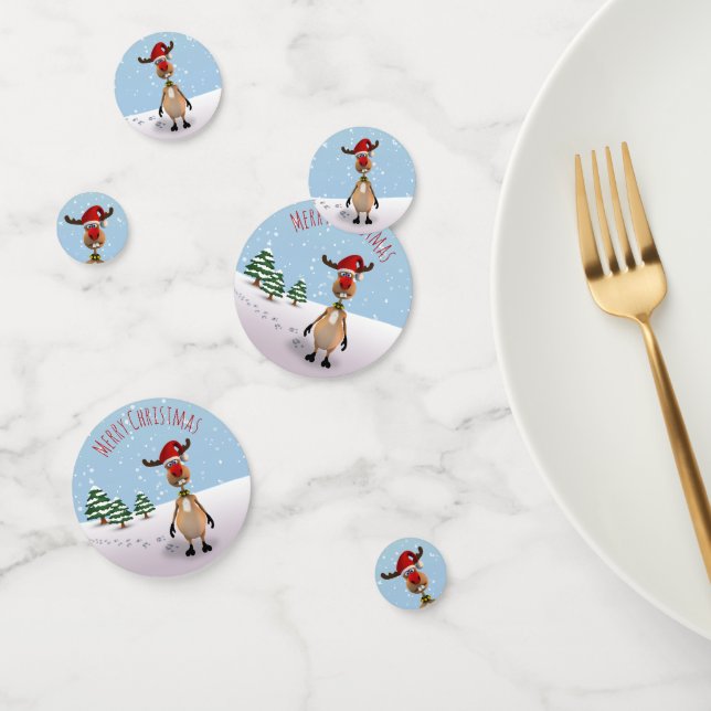 Funny Reindeer Merry Christmas Confetti (Group)