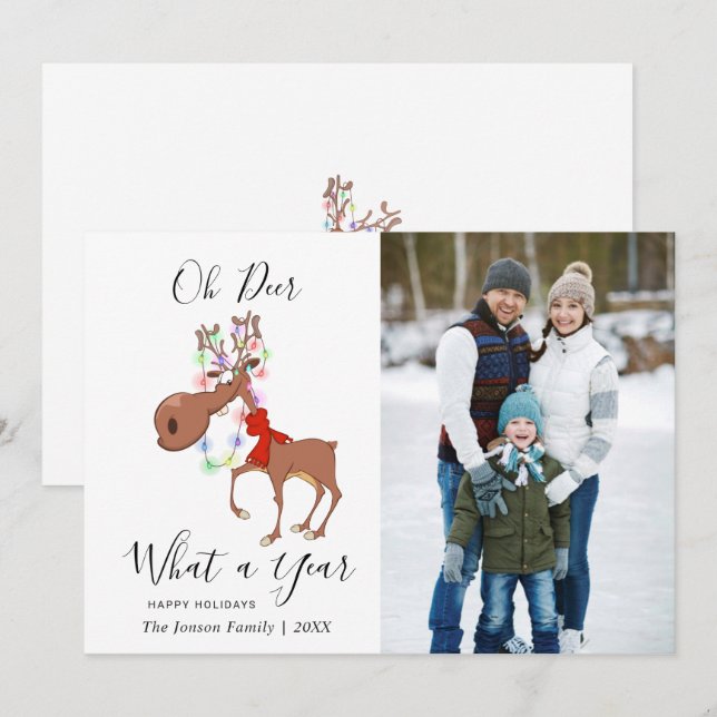 Funny Reindeer Merry Christmas Corporate Greeting Holiday Card (Front/Back)