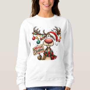 Funny Reindeer Merry Christmas Sign Ornaments Sweatshirt
