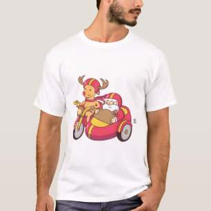 Funny Reindeer on Motorcycle With Santa In Sidecar T-Shirt
