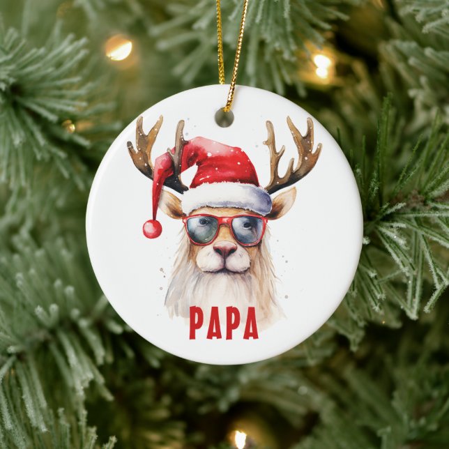 Funny Reindeer Papa Personalised Ornament (Tree)