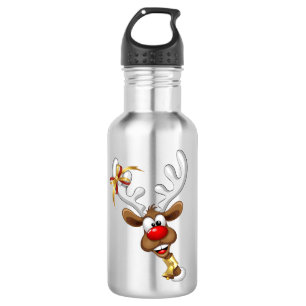 Funny Reindeer Peeking Christmas Meme 532 Ml Water Bottle