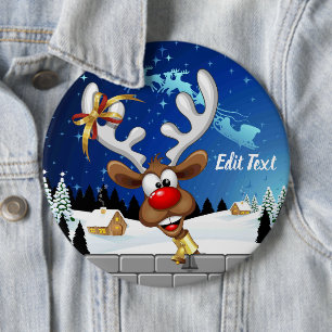 Funny Reindeer Peeking Christmas Meme 6 Cm Round Badge