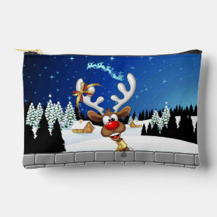 Funny Reindeer Peeking Christmas Meme Accessory Pouch
