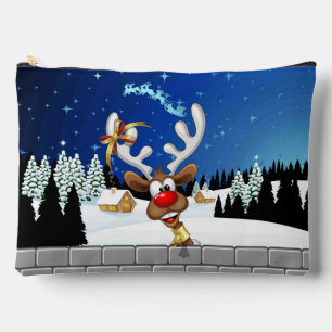 Funny Reindeer Peeking Christmas Meme Accessory Pouch