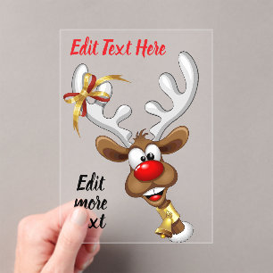 Funny Reindeer Peeking Christmas Meme Acrylic Invitations