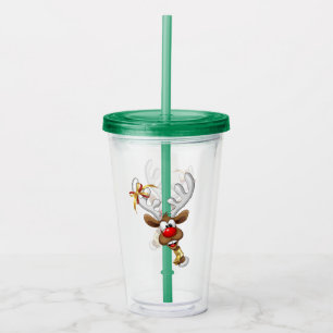 Funny Reindeer Peeking Christmas Meme  Acrylic Tumbler