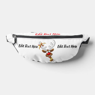 Funny Reindeer Peeking Christmas Meme Bum Bags