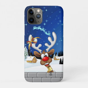 Funny Reindeer Peeking Christmas Meme  iPhone 11 Pro Case