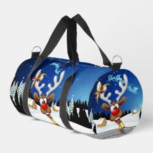 Funny Reindeer Peeking Christmas Meme Duffle Bag