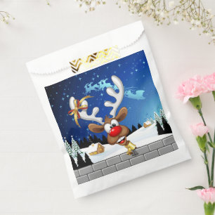 Funny Reindeer Peeking Christmas Meme  Favour Bags
